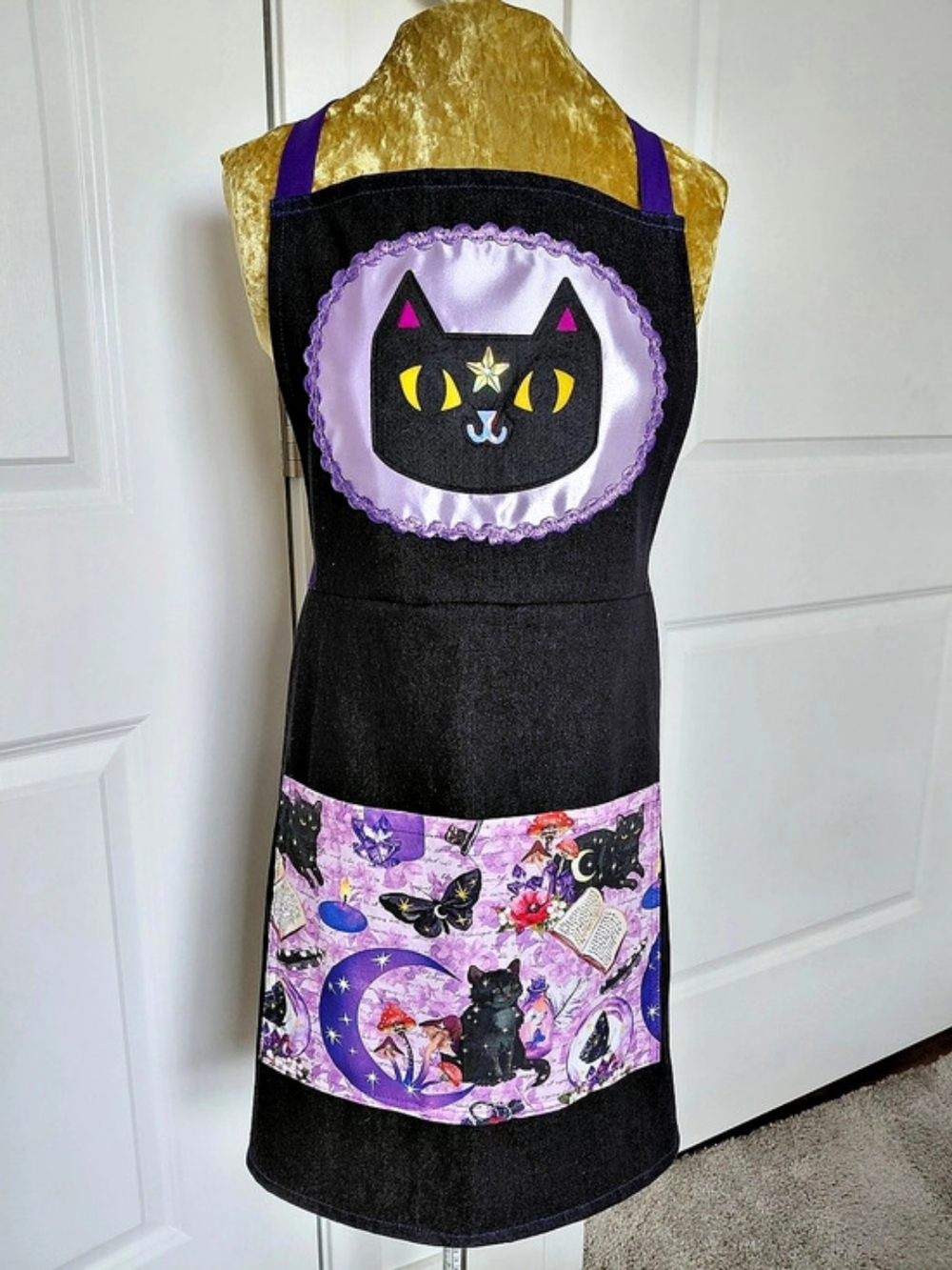 New Black & Purple Cat Apron